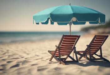 Beach Umbrella With Beach Chairs on Beach