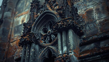 Fototapeta premium Gothic relic with intricate details, dark and moody, high contrast, photo realism