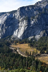 Scenic views of Yosemite Valley as seen from the mountainside on Four Mile Trail