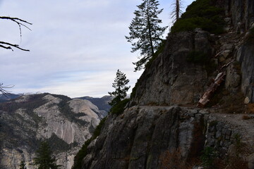 Scenic view while hiking on the Four Mile Trail in Yosemite National Park