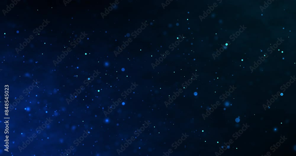 Aufkleber Pattern, flow and futuristic particles with space in dispersion of small glowing lights in galaxy. Abstract, circles and neon wave or stream of scatter, floating fragments or texture in atmosphere