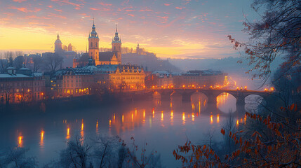 Obraz premium Bern, Switzerland city skyline created with Generative AI technology