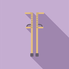 Illustration of a pair of wooden jumping stilts standing upright, casting a long shadow on a purple background