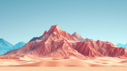 Naklejka premium A stunning red mountain range under a clear blue sky, located in a vast desert landscape.