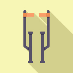 Adjustable aluminum crutches with ergonomic handles are standing on a light yellow background