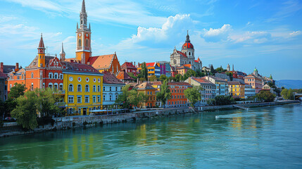 Budapest, Hungary city skyline created with Generative AI technology