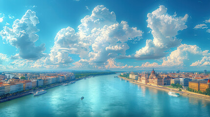 Fototapeta premium Budapest, Hungary city skyline created with Generative AI technology