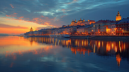 Fototapeta premium Budapest, Hungary city skyline created with Generative AI technology