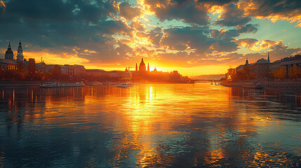 Fototapeta premium Budapest, Hungary city skyline created with Generative AI technology