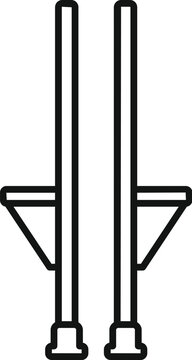 recommend clip art: Simple line drawing of a pair of stilts, isolated on a white background
