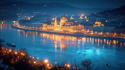 Fototapeta premium Budapest, Hungary city skyline created with Generative AI technology