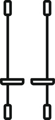 Simple line drawing of a pair of jumping stilts, perfect for projects related to childhood, outdoor play, and toys