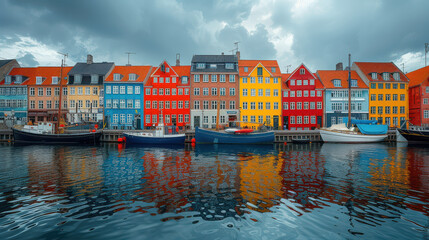 Fototapeta premium Copenhagen, Denmark city skyline created with Generative AI technology