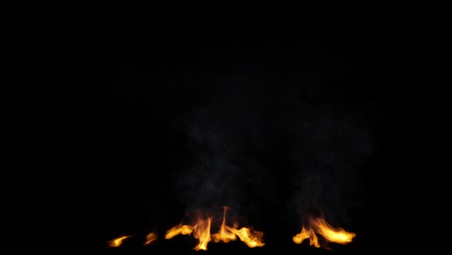 Small ground fires barely burning and changing shapes - 60fps, 4K Pro Res with mask pass