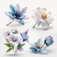 Flowers from colorful solidified glass.