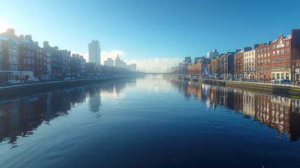 Fototapeta premium Dublin, Ireland city skyline created with Generative AI technology