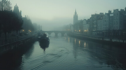 Naklejka premium Dublin, Ireland city skyline created with Generative AI technology
