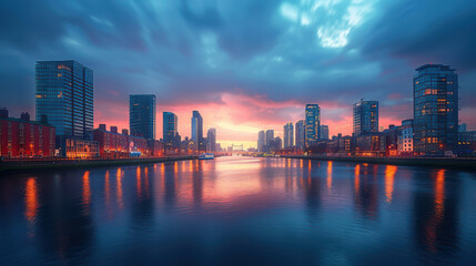 Fototapeta premium Dublin, Ireland city skyline created with Generative AI technology