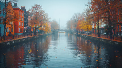Fototapeta premium Dublin, Ireland city skyline created with Generative AI technology