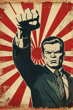 Affiche de lutte contre l'extr&Atilde;&ordf;me-droite, dans un style neo-retro