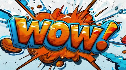 Fototapeta premium Vibrant Comic Style WOW Text Explosion. Generative ai