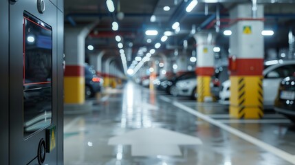 Obraz premium Parking Garage Entrance with Security System