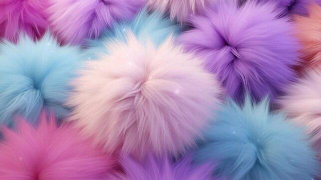 Pastel fluffy cute balls background tile video