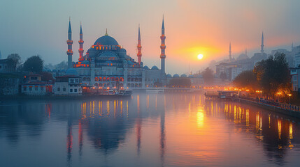 Fototapeta premium Istanbul, Turkey city skyline created with Generative AI technology