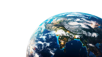 Fototapeta premium Planet Earth with clouds on transparent background.