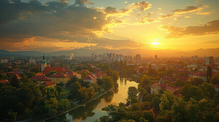 Fototapeta premium Ljubljana, Slovenia created with Generative AI technology