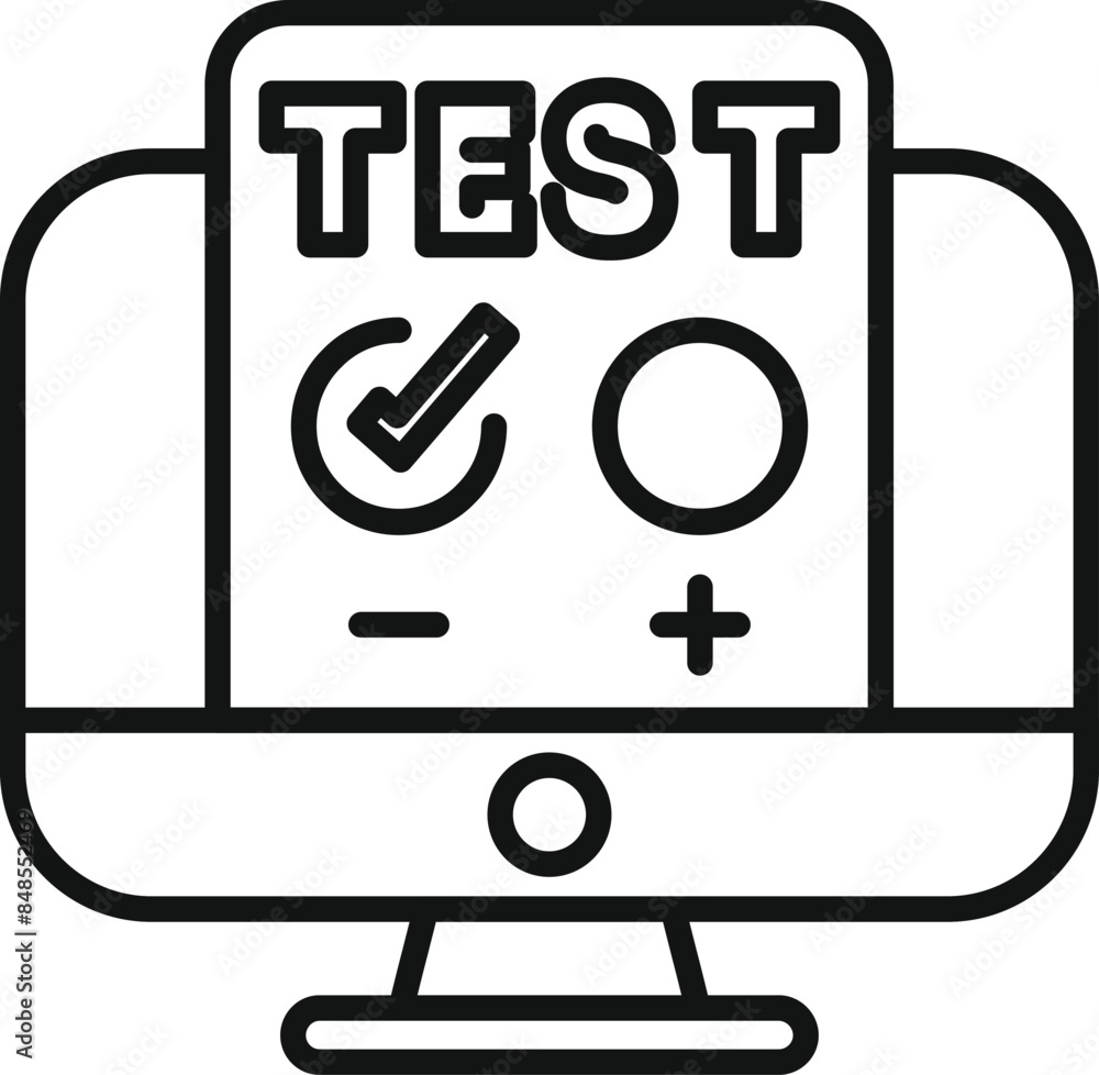 Poster online test is being displayed on a computer screen, showing a checkmark representing a successful e