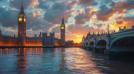 Fototapeta premium London, United Kingdom city skyline created with Generative AI technology
