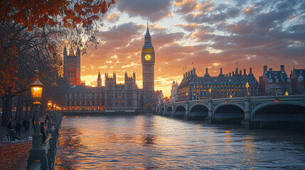 Obraz premium London, United Kingdom city skyline created with Generative AI technology