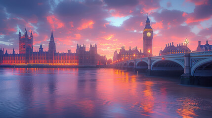 London, United Kingdom city skyline created with Generative AI technology