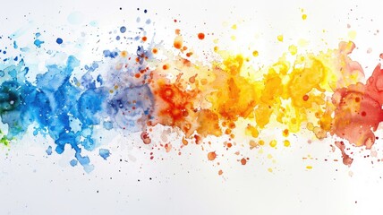 Vibrant splashes of various watercolors blend seamlessly on white canvas