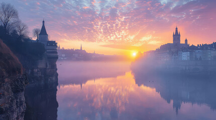 Fototapeta premium Luxembourg City, Luxembourg created with Generative AI technology