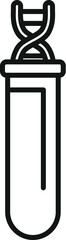 Line icon of a test tube containing a dna strand, representing genetic research