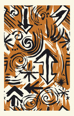 Obraz premium Seamless pattern with various geometric trendy shapes. Bold brush drawn geometric figures and objects ornament. Arrow, circles,swirls, asterisk and curved bold lines. Hand drawn abstract pattern.