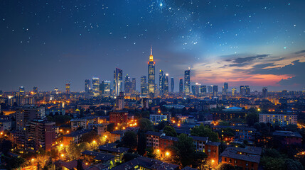 Obraz premium Milan, Italy city skyline created with Generative AI technology