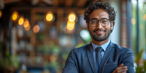 Obraz premium Happy Smiling Indian Businessman Leader