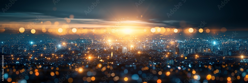 Aufkleber abstract blue light bokeh with blurred defocused effect for captivating background