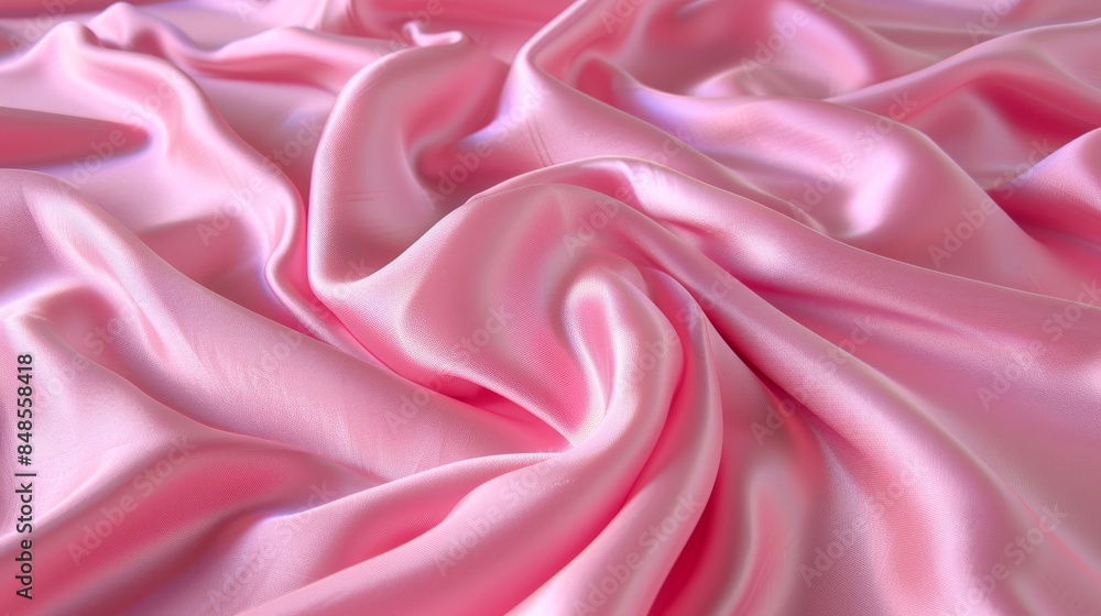 Poster soft pink background with elegant fabric design flowing in the center of the image