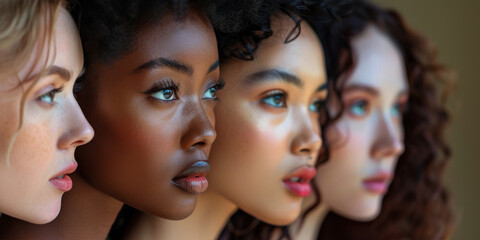 Ethnically Diverse Group of Women with Various Hairstyles