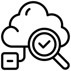 Cloud Check Icon. Verify Cloud Network Icon