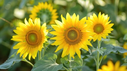 Obraz premium Sunflowers with their bright yellow petals stretching like sunbeams are a well known representation of energy and liveliness in nature