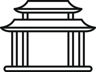 Simple line art icon of a traditional japanese shinto shrine gate building