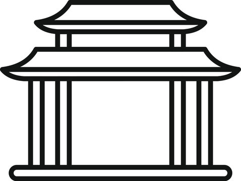 recommend clip art: Simple line art icon of a traditional japanese shinto shrine gate building