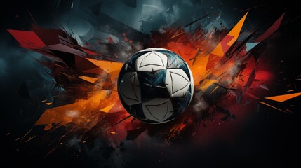 Explosive Champions League Soccer Ball with Dynamic Abstract Background