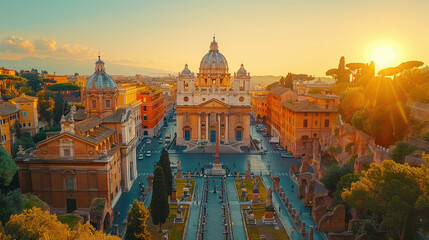 purfect travel scene of beautiful rome in italy created with Generative AI technology