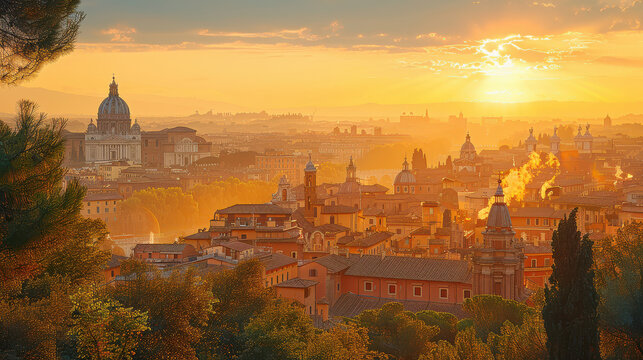 purfect travel scene of beautiful rome in italy created with Generative AI technology